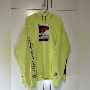 Puma BMW M Motorsport Streetcar Graphic Pullover Racing Hoodie Neon Green Mens L